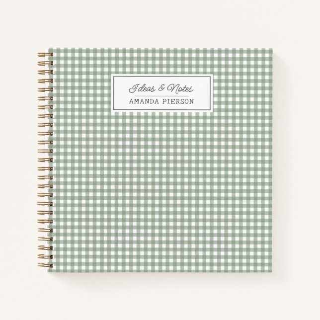 Cute Green Plaid  Personalized Family Ideas Book (Front)