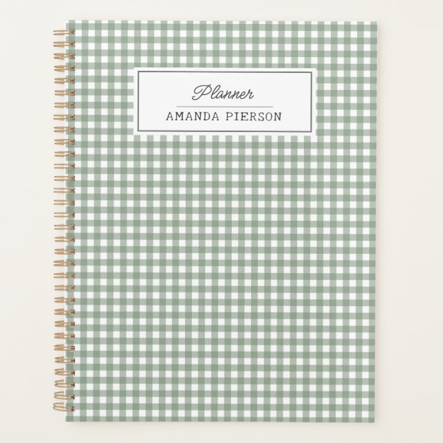 Cute Green Plaid  Personalized Ideas Book Planner (Front)