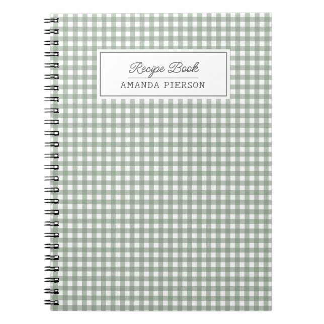 Cute Green Plaid Personnalisé Family Recette Livre (Devant)