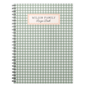 Cute Green Plaid Personnalisé Family Recette Livre