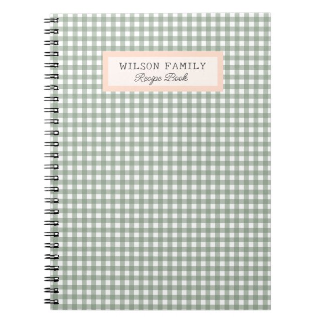 Cute Green Plaid Personnalisé Family Recette Livre (Devant)