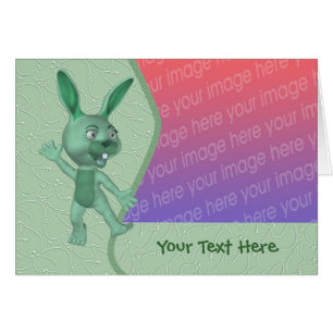 Cute Green Rabbit Photo Card