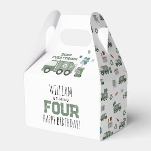 Cute Green Recycling Truck Boys Vehicles Birthday Favor Box