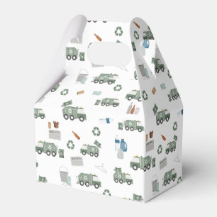 Cute Green Recycling Truck Kids Vehicles Birthday Favor Box