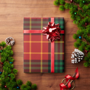 Cute Green Red Pattern Plaid Christmas Wrapping Paper