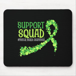 Cute Green Ribbon Mental Health Awareness Support Mouse Pad
