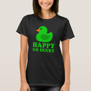 Cute Green Rubber Duck Lucky Go Ducky Pun T-Shirt