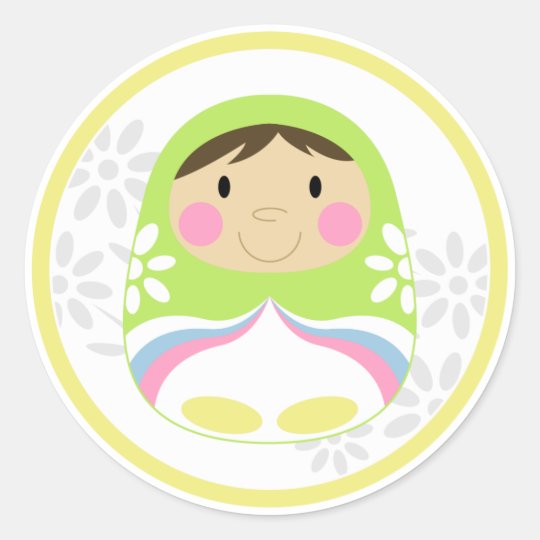 Cute Green Russian Doll Sticker Sheet