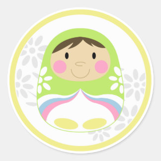 Cute Green Russian Doll Sticker Sheet