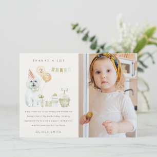 Cute Green Rust Dog Any Age Birthday Photo Party Thank You Card