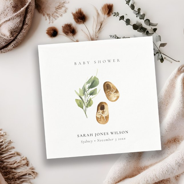 Cute Green Rust Orange Shoes Foilage Baby Shower Napkin (Creator Uploaded)