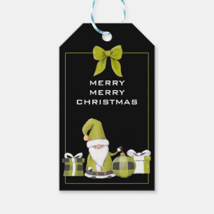 Cute Green Santa Gnome with Gifts Gift Tags