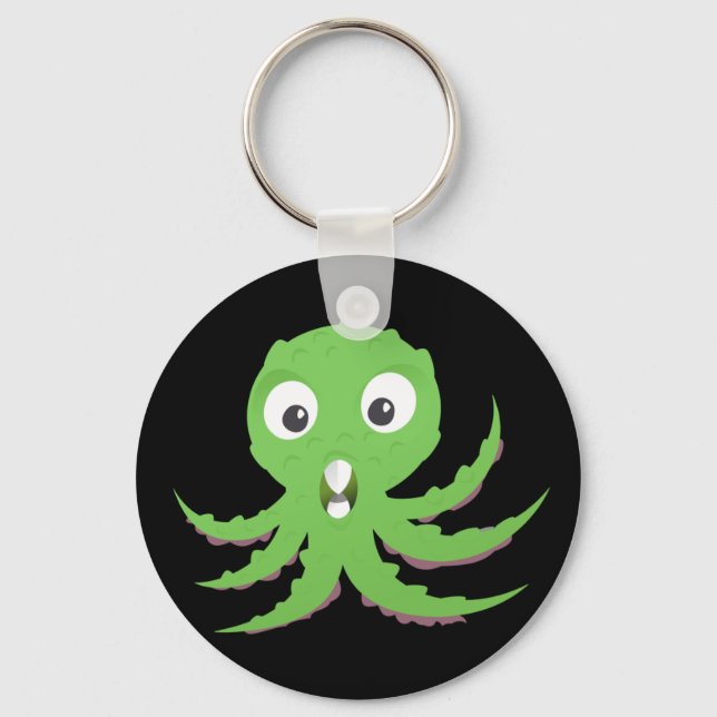 Cute Green Sea Monster Keychain (Front)