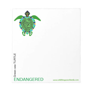 Cute Green Sea TURTLE- Notepad - small