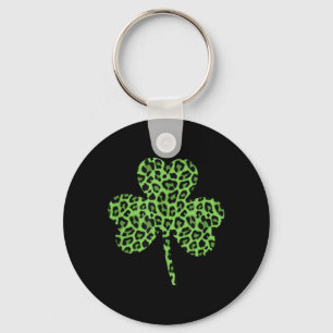 Cute Green Shamrock Leopard Pattern Shirt Top Keychain