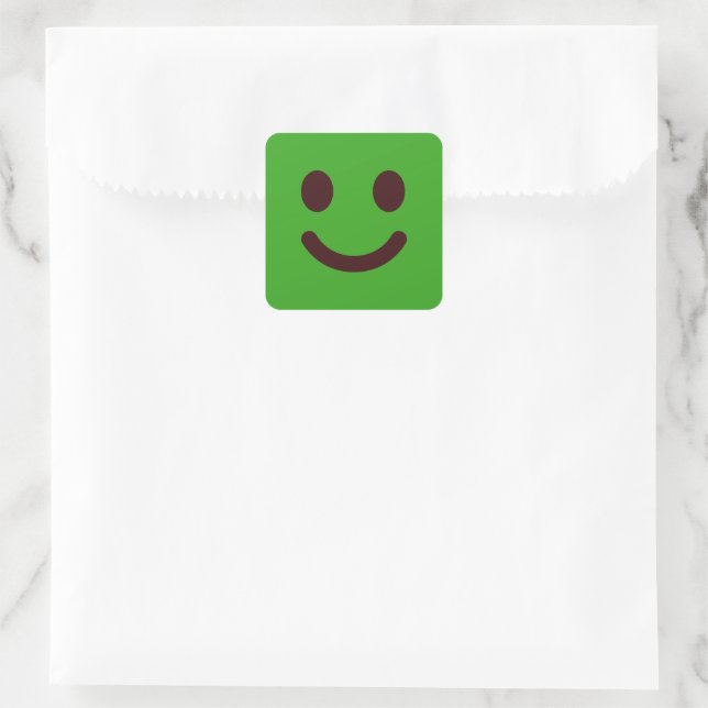 Cute Green Smiley Face Classic Square Sticker (Bag)
