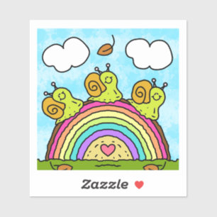 Cute Green Snails Crossing Rainbow Log Vinyl