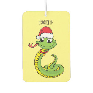 Cute green snake with santa hat cartoon air freshener