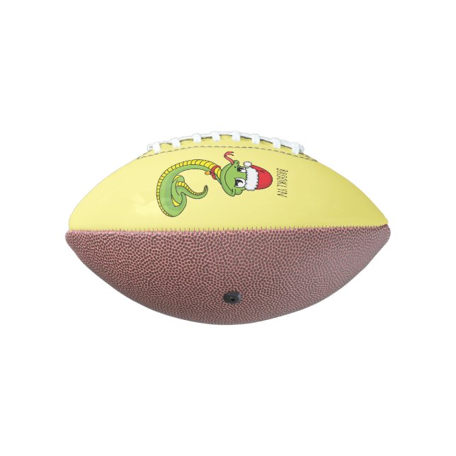Cute green snake with santa hat cartoon football (Rotated 270)