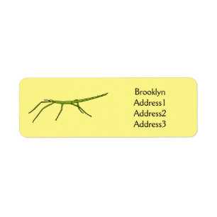 Cute green stick insects with happy faces cartoon