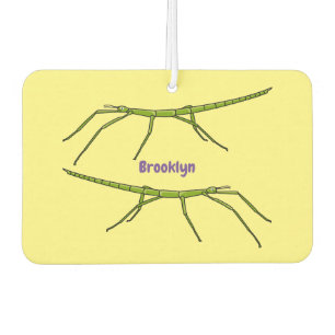 Cute green stick insects with happy faces cartoon air freshener
