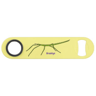 Cute green stick insects with happy faces cartoon bar key