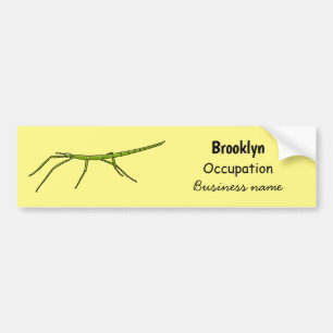 Cute green stick insects with happy faces cartoon bumper sticker