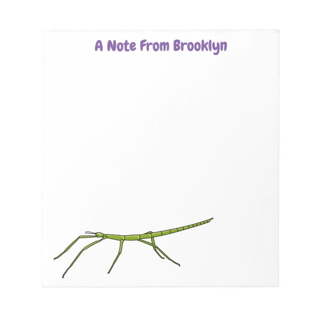 Cute green stick insects with happy faces cartoon notepad (Front)