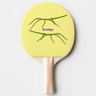 Cute green stick insects with happy faces cartoon ping pong paddle