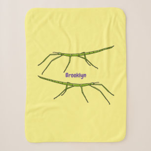 Cute green stick insects with happy faces cartoon  sherpa blanket