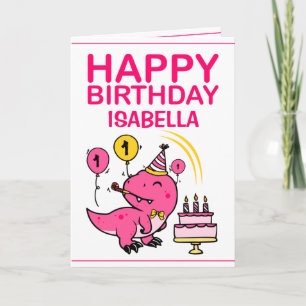 Cute Green T-Rex Dino Granddaughter 1st Birthday Card