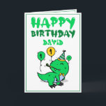 Cute Green T-Rex Dino Grandson 1st Birthday Card<br><div class="desc">Cute Green T-Rex Dino Grandson 1st Birthday, this design is for anyone looking for something nice for a little boy on his 1st birthday. If you're looking for 1st birthday invitations, especially for your grandson, this one is perfectly what you need. The design features a cute dinosaur wearing a bow...</div>