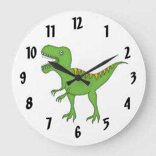 Cute Green T-Rex Dinosaur Kid's wall-clock/Medium Large Clock