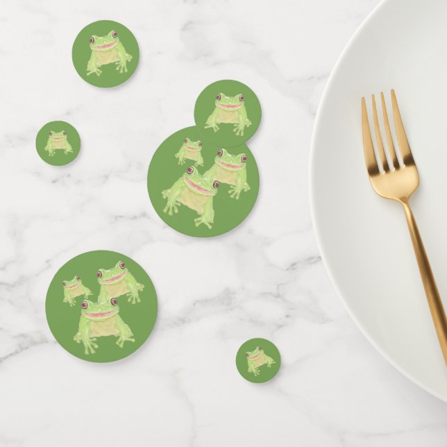 Cute Green Tree Frog - multi images. Confetti (Group)