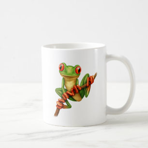 Cute Green Tree Frog on a Branch Coffee Mug