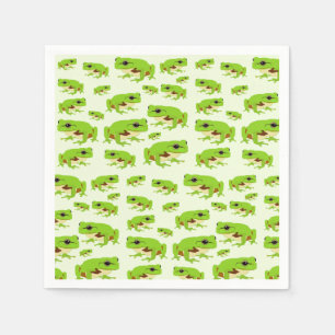 Cute Green Tree Frog Pattern Napkin