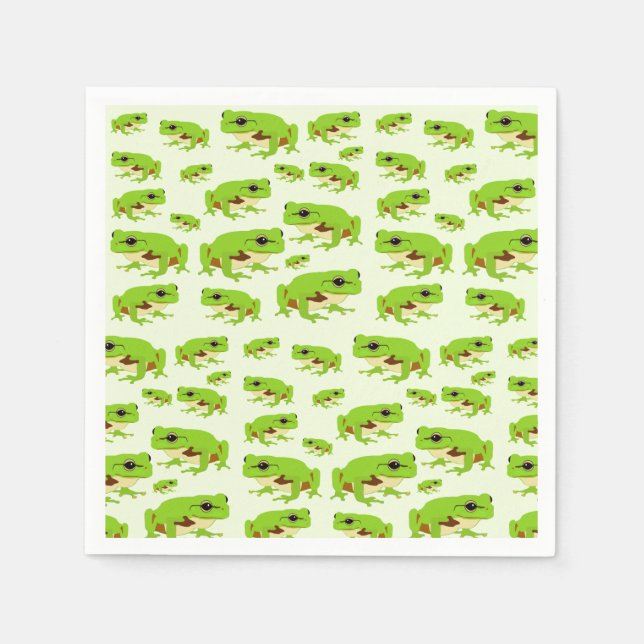 Cute Green Tree Frog Pattern  Napkin (Front)