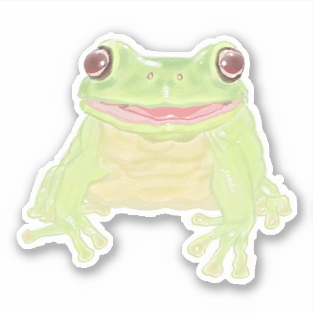 Cute Green Tree Frog - simple autocollant taillé s (Devant)