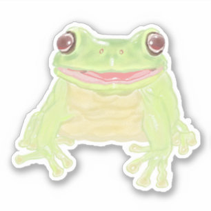 Cute Green Tree Frog - single custom cut sticker.
