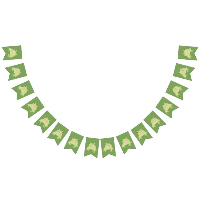 Cute Green Tree Frog - single image. Bunting Flags (All)