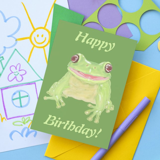 Cute Green Tree Frog - transparent. Card (Creator Uploaded)