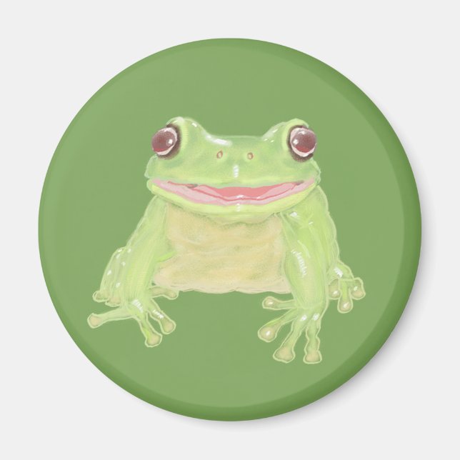Cute Green Tree Frog - transparent.  Magnet (Front)