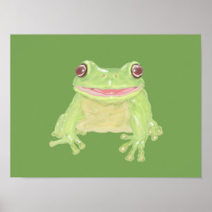 Cute Green Tree Frog - transparent.  Poster