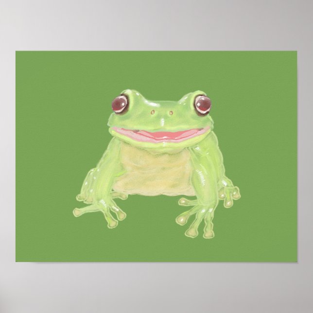 Cute Green Tree Frog - transparent.  Poster (Front)