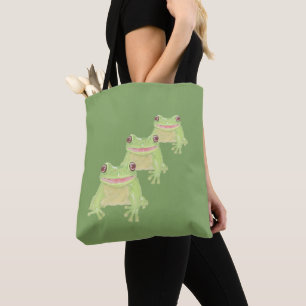 Cute Green Tree Frog - transparent. Tote Bag