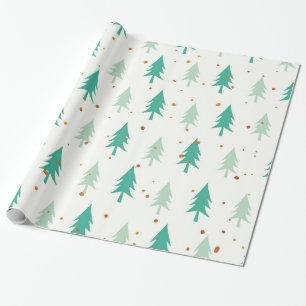 Cute Green Trees Wrapping Paper