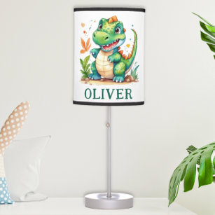 Cute Green Trex Dinosaur Personalized Table Lamp