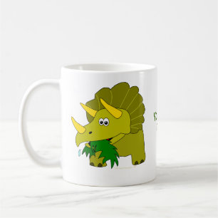Cute Green Triceratops Cartoon Dinosaur Coffee Mug