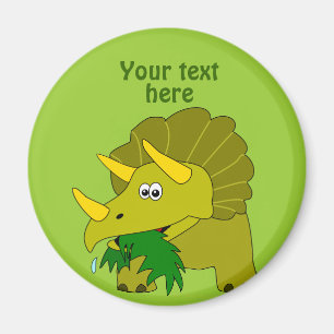 Cute Green Triceratops Cartoon Dinosaur Magnet