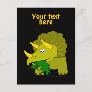Cute Green Triceratops Cartoon Dinosaur Postcard